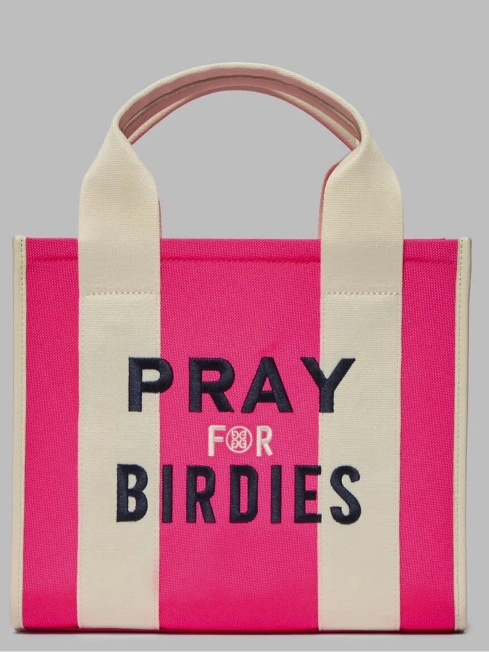 G/Fore Pray for Birdies Pink & Cream Canvas Tote Bag - Picture 2 of 8